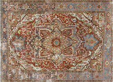 Semi Antique Persian Heriz Rug - 7'10" x 11'