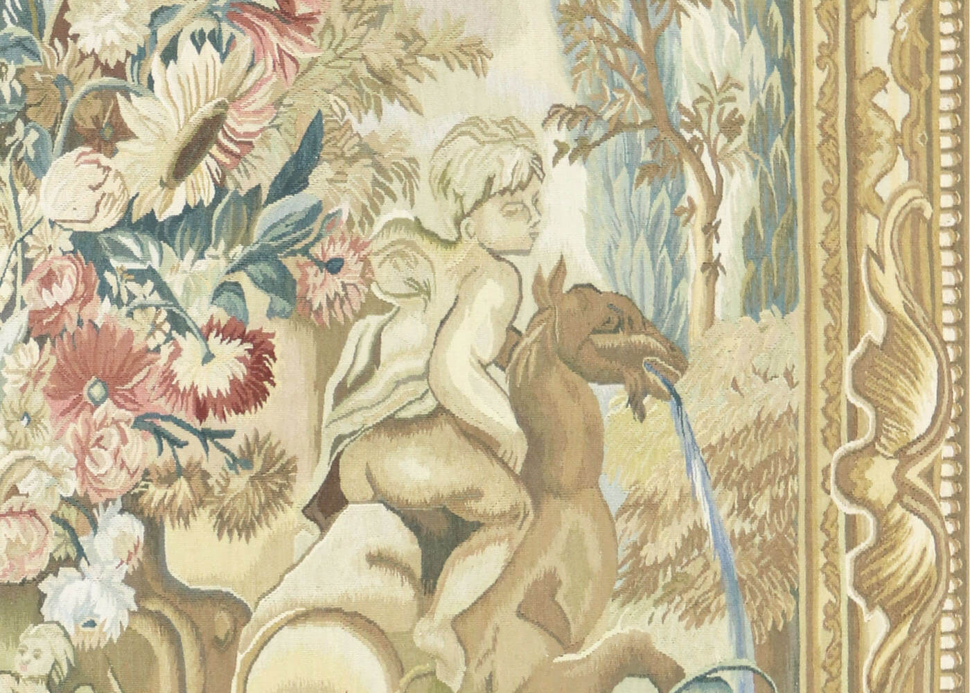 Vintage French Aubusson Tapestry - 4'5" x 6'6" - 031610