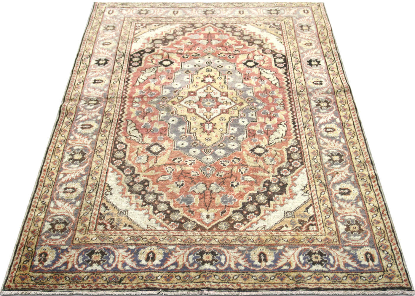 Vintage Turkish Oushak Rug - 4'3" x 5'11" - 063008
