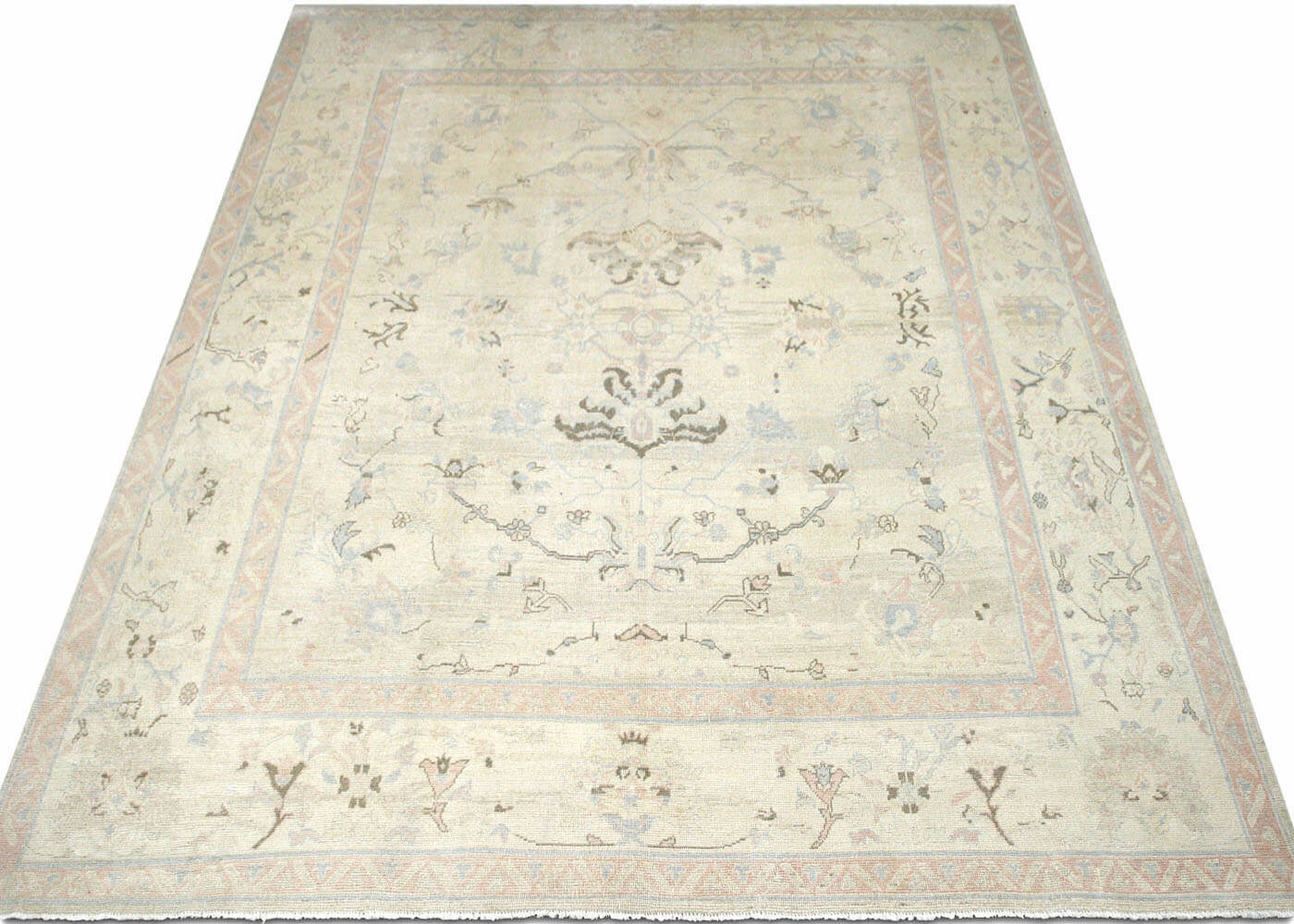 Semi Antique Turkish Oushak Rug - 10'11" x 13'5" - 074314