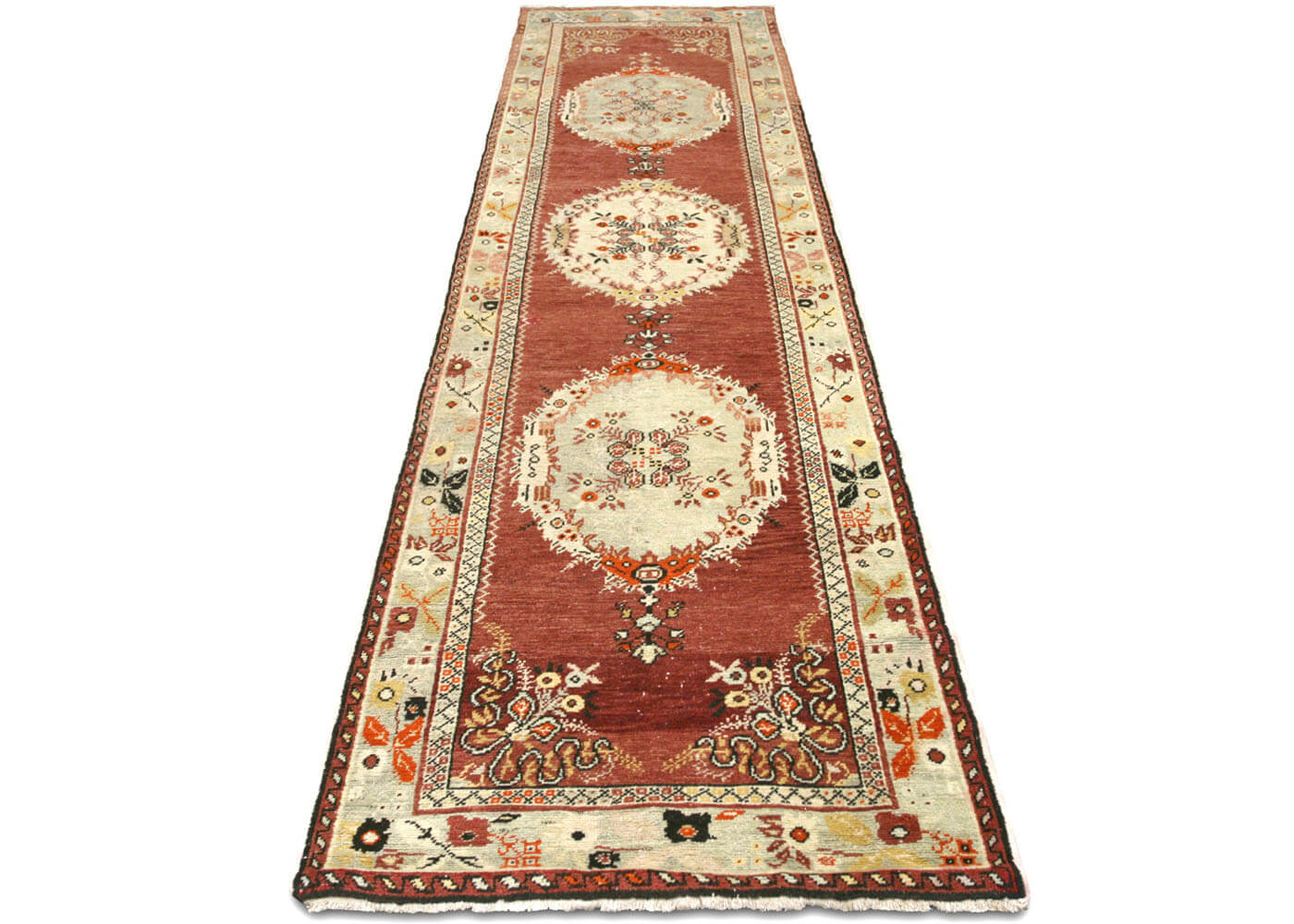 Vintage Turkish Oushak Runner - 3'6" x 13'8" - 074777