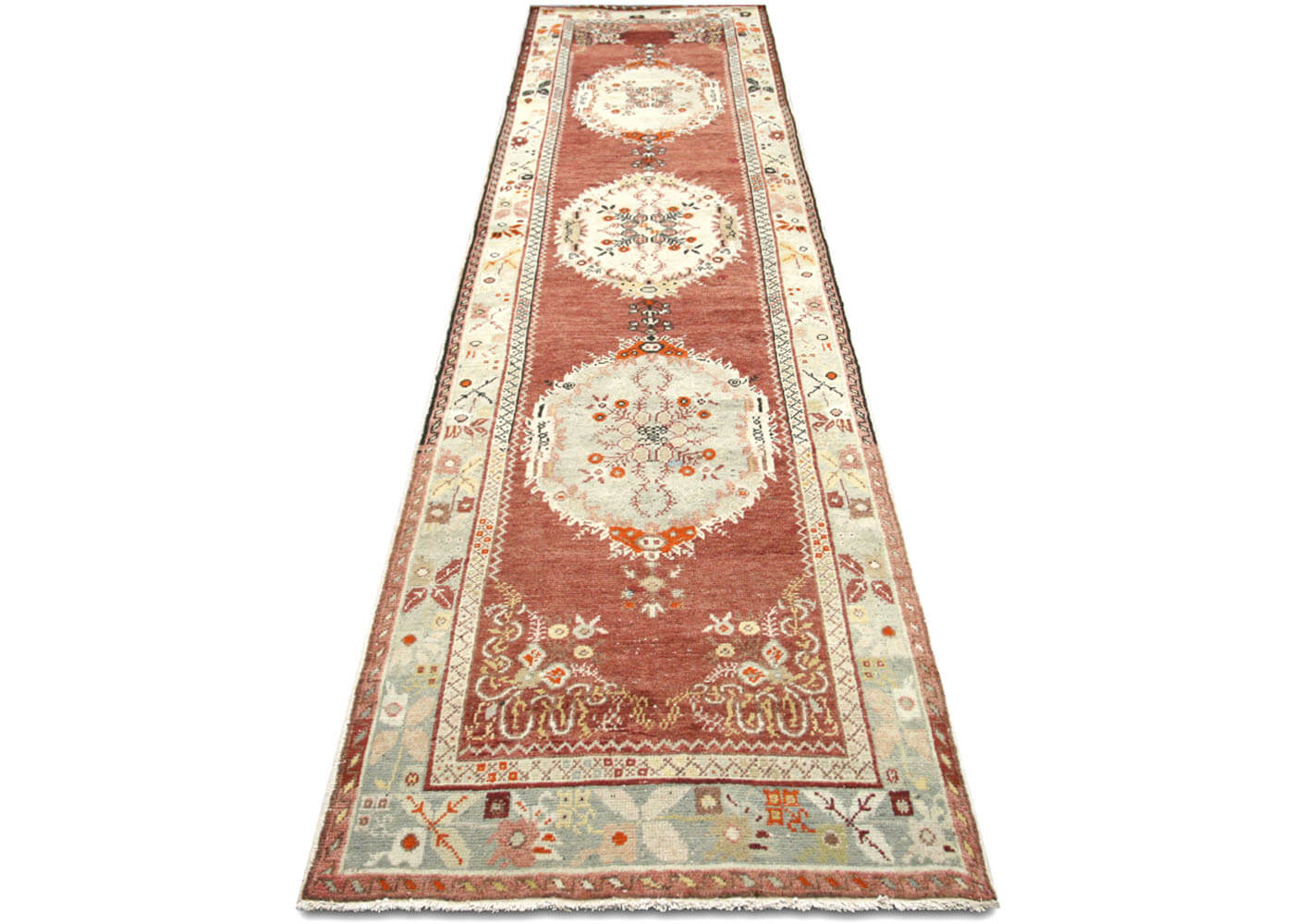 Vintage Turkish Oushak Runner - 3'6" x 13'8" - 074777