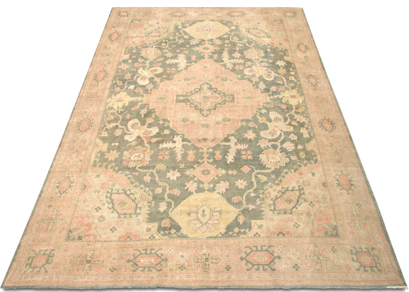 Semi Antique Turkish Oushak Rug - 9'2" x 12'5" - 074780