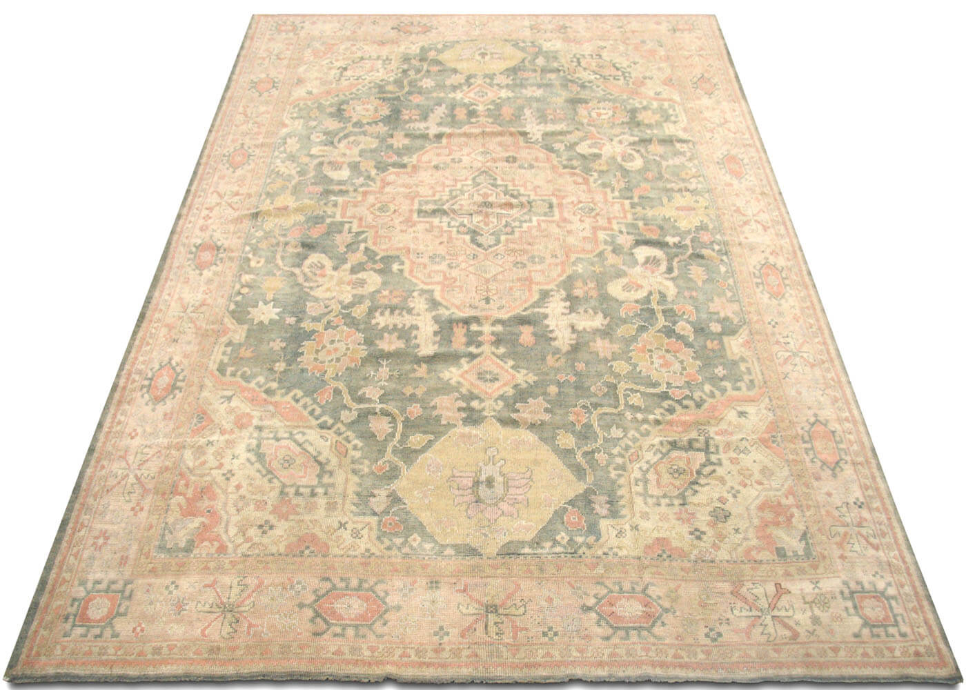 Semi Antique Turkish Oushak Rug - 9'2" x 12'5" - 074780