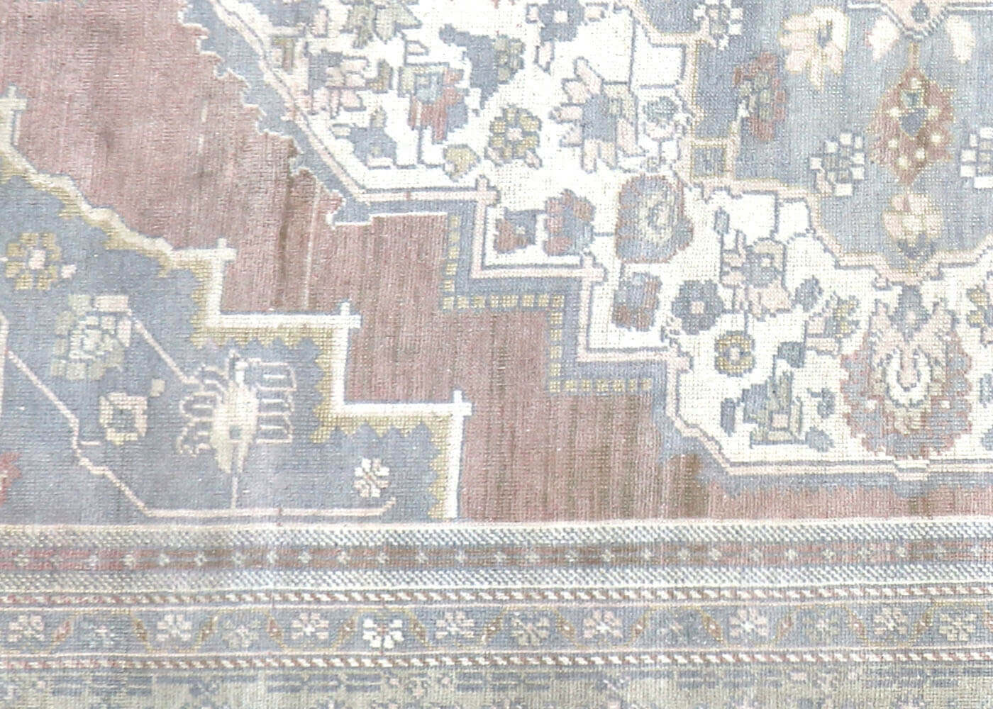 Vintage Turkish Oushak Rug - 6'11" x 11' - 075359