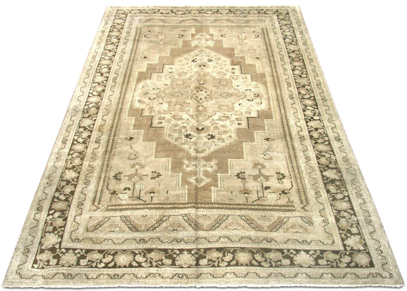 Vintage Turkish Oushak Rug - 7'3" x 10'7" - 075386