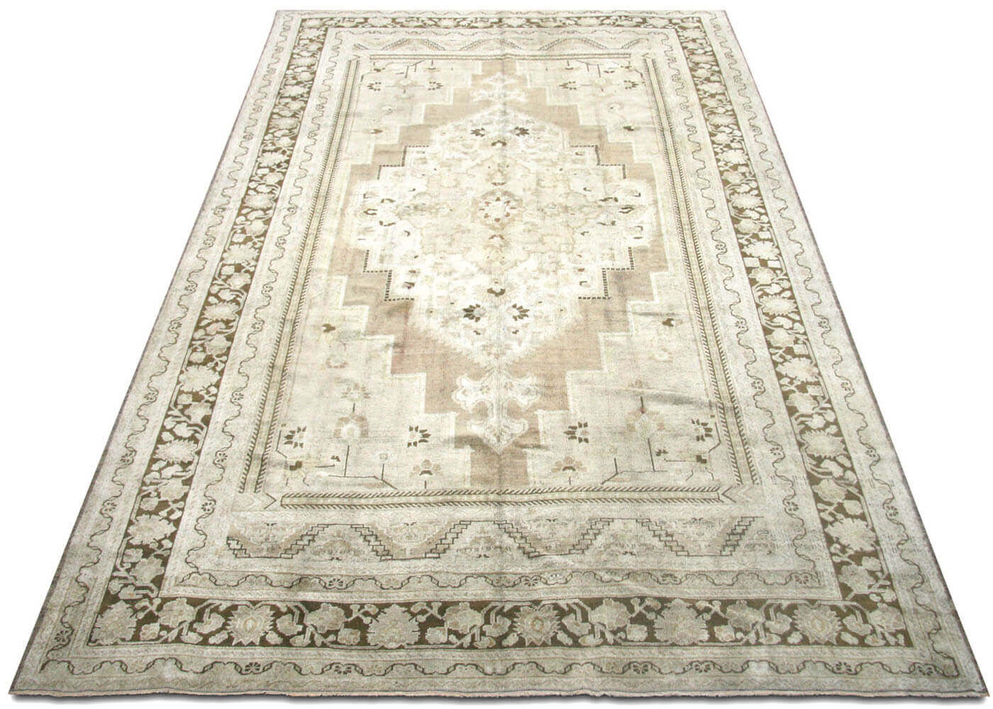 Vintage Turkish Oushak Rug - 7'3" x 10'7" - 075386