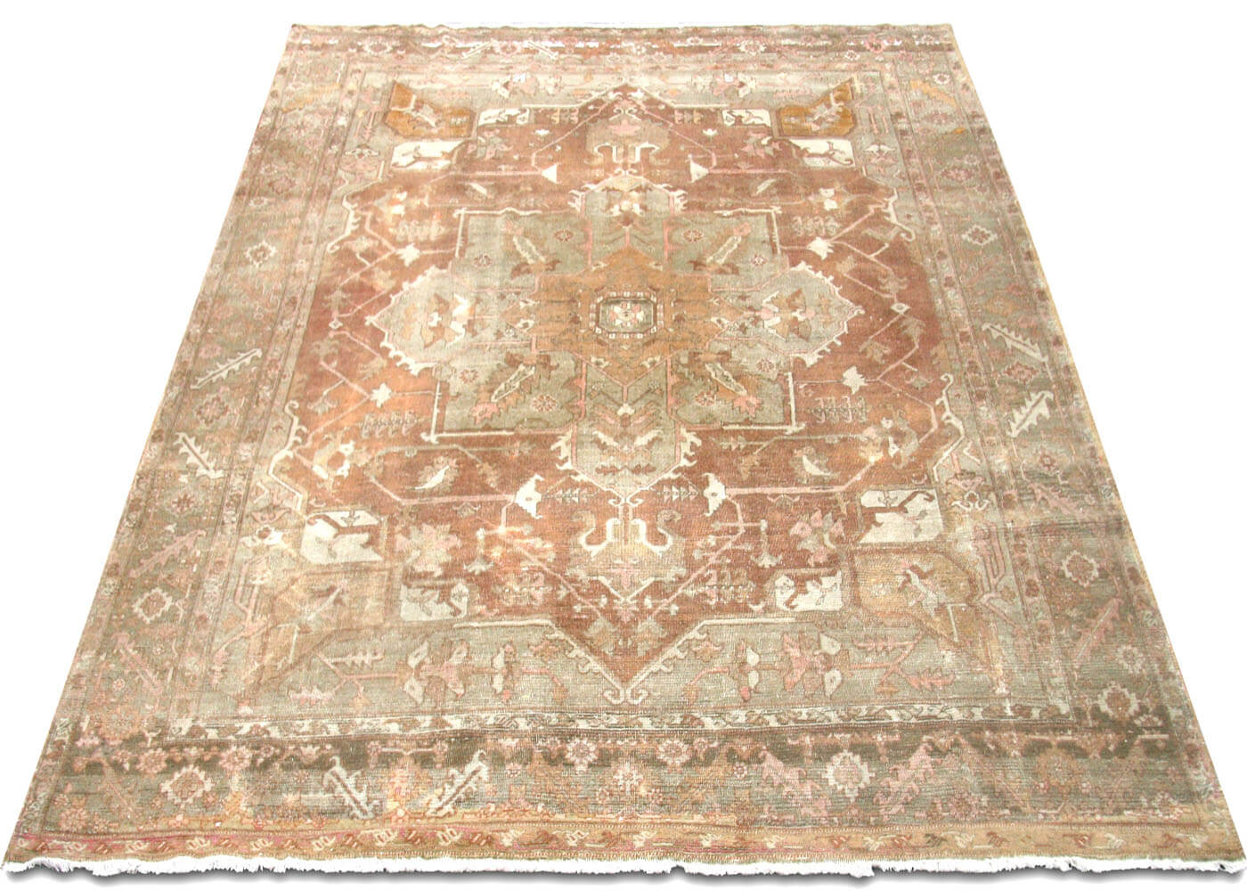 Semi Antique Persian Heriz Rug - 9'9" x 11' - 075452