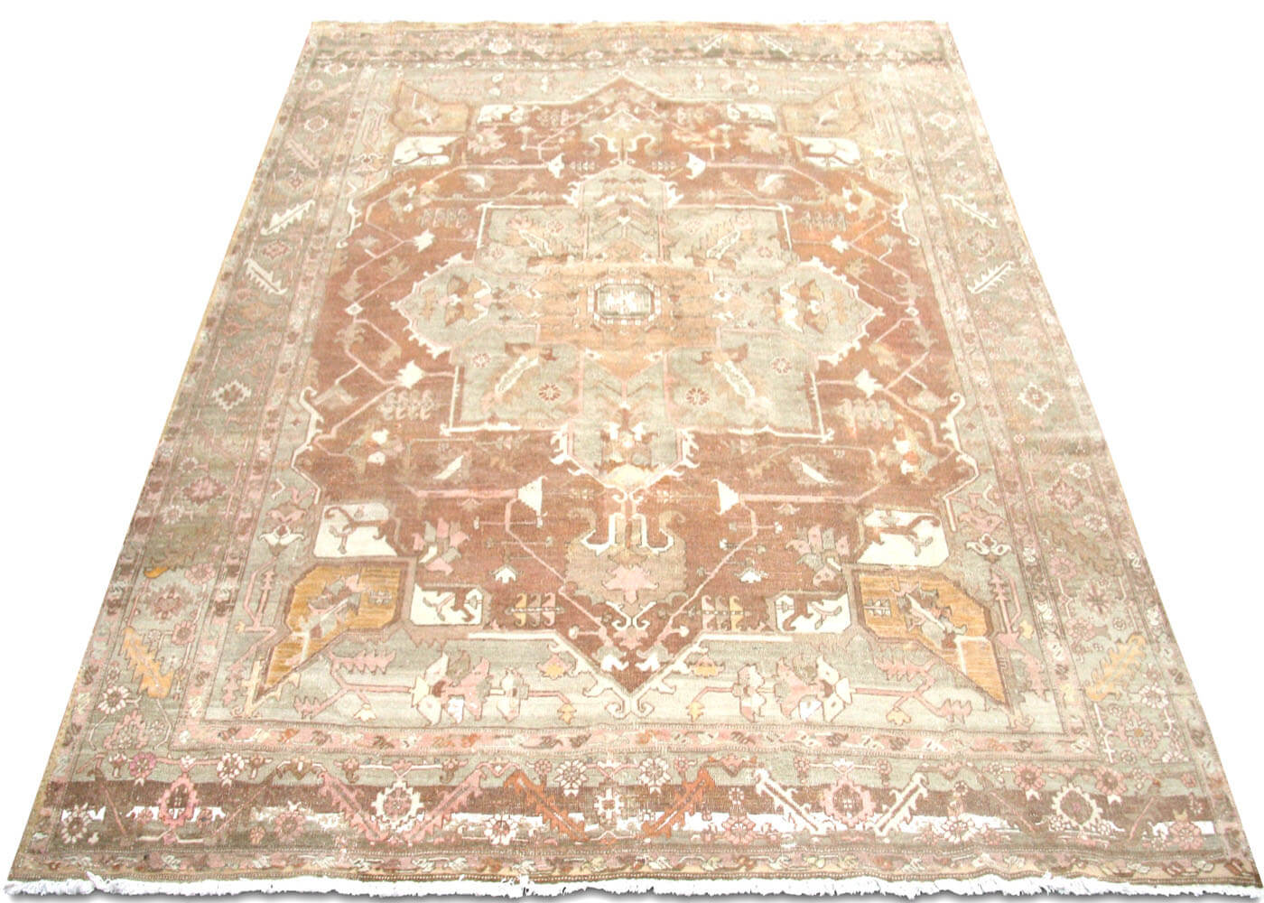 Semi Antique Persian Heriz Rug - 9'9" x 11' - 075452