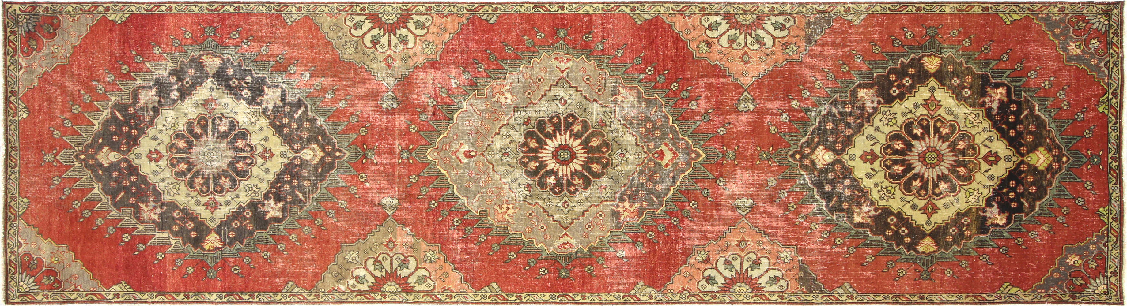 Vintage Turkish Oushak Runner - 3'7" x 13' - 100471