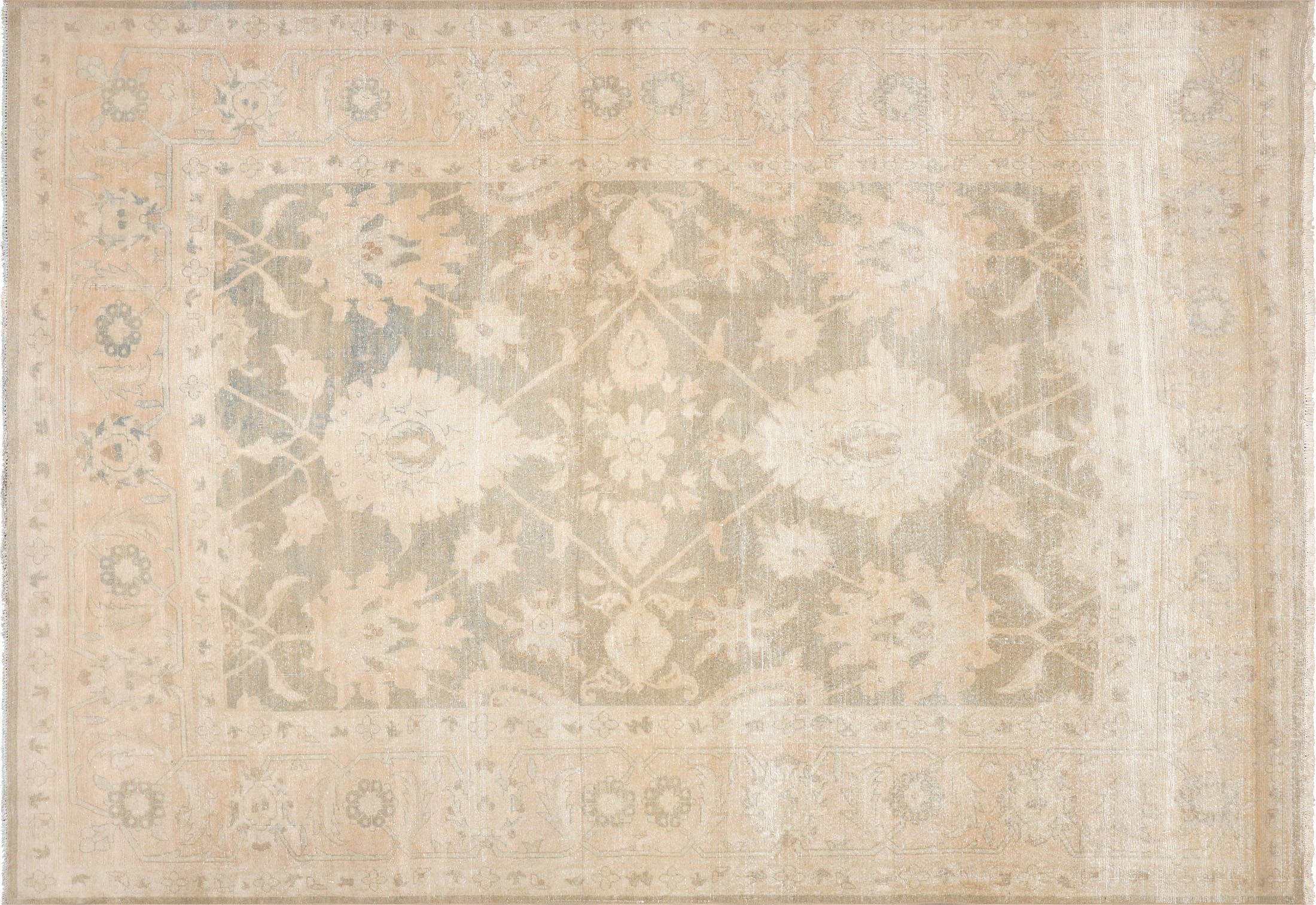 Semi Antique Persian Mahal Rug in Green tones and an All Over pattern. Measuring 9 feet 0 inches x 12 feet 8 inches – SKU 132453
