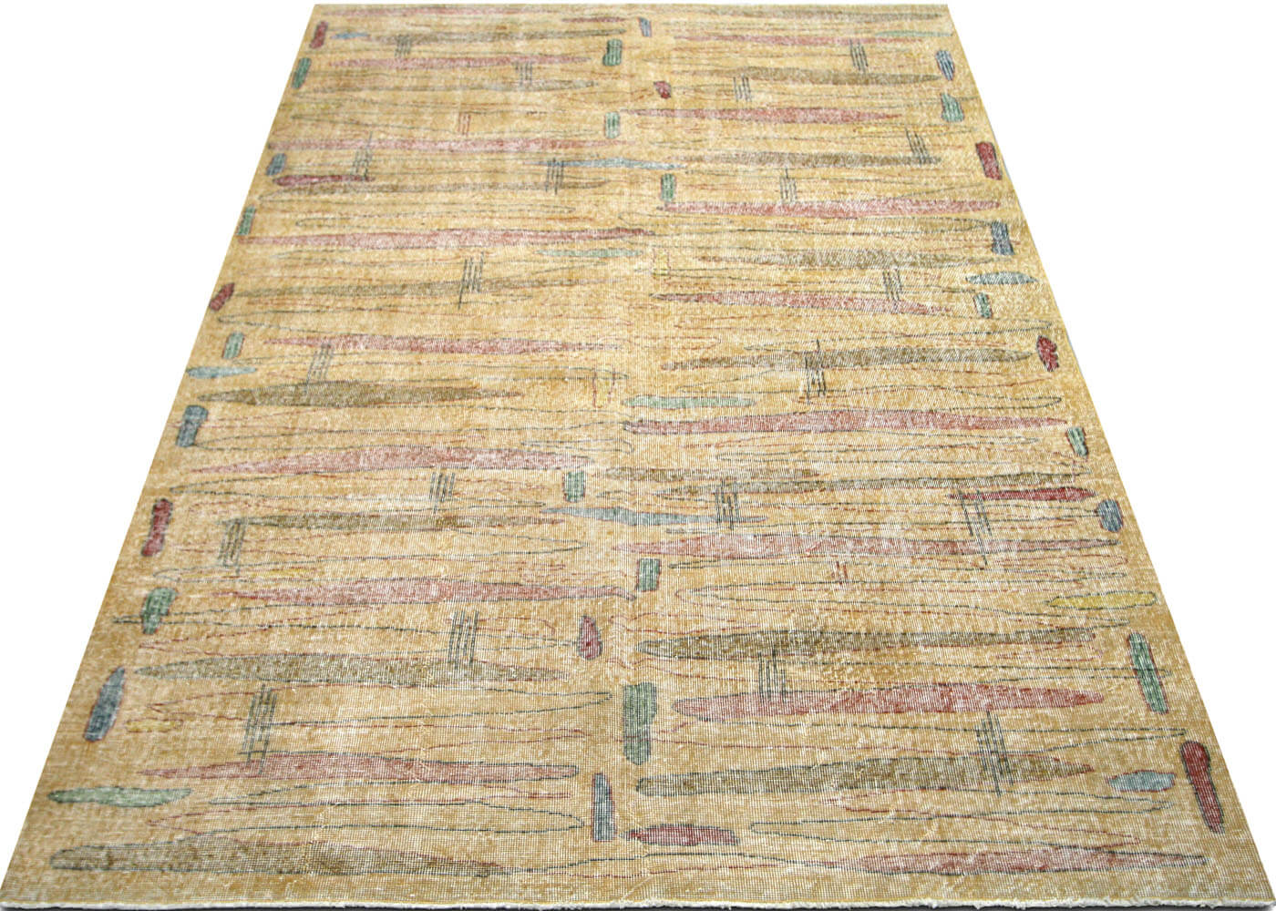 Vintage Turkish Mid-Century-Modern Rug - 6'9" x 10'1" - 140207