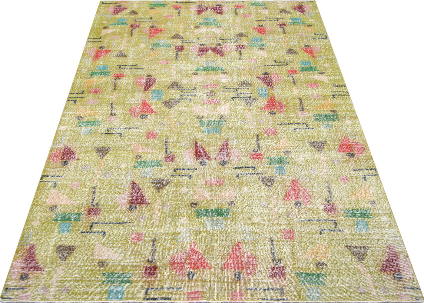 Vintage Turkish Mid-Century-Modern Rug - 6'6" x 10'1" - 140213
