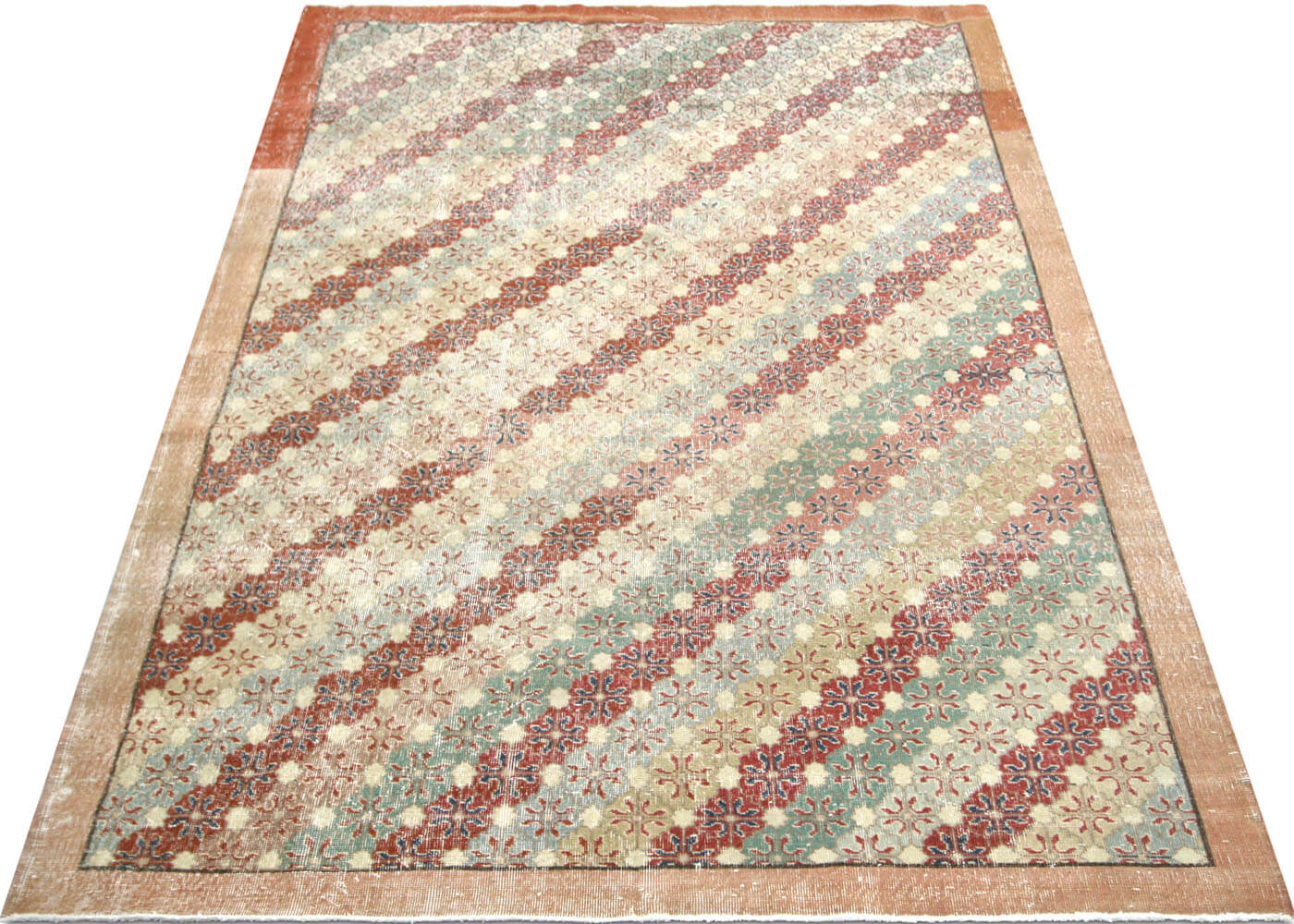 Vintage Turkish Mid-Century-Modern Rug - 7'1" x 10'5" - 140454
