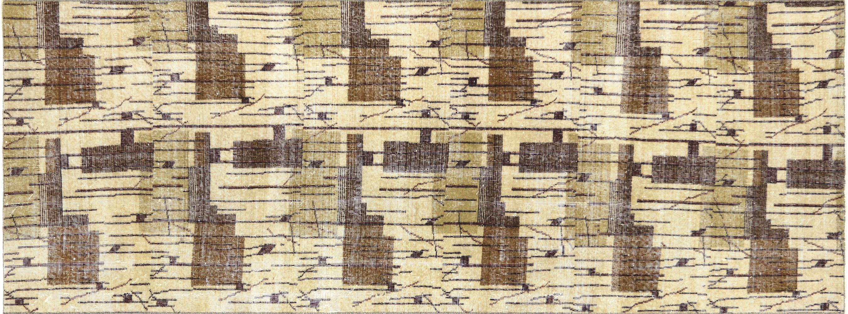 Vintage Turkish Mid-Century-Modern Runner - 3'6" x 9'6" - 140863