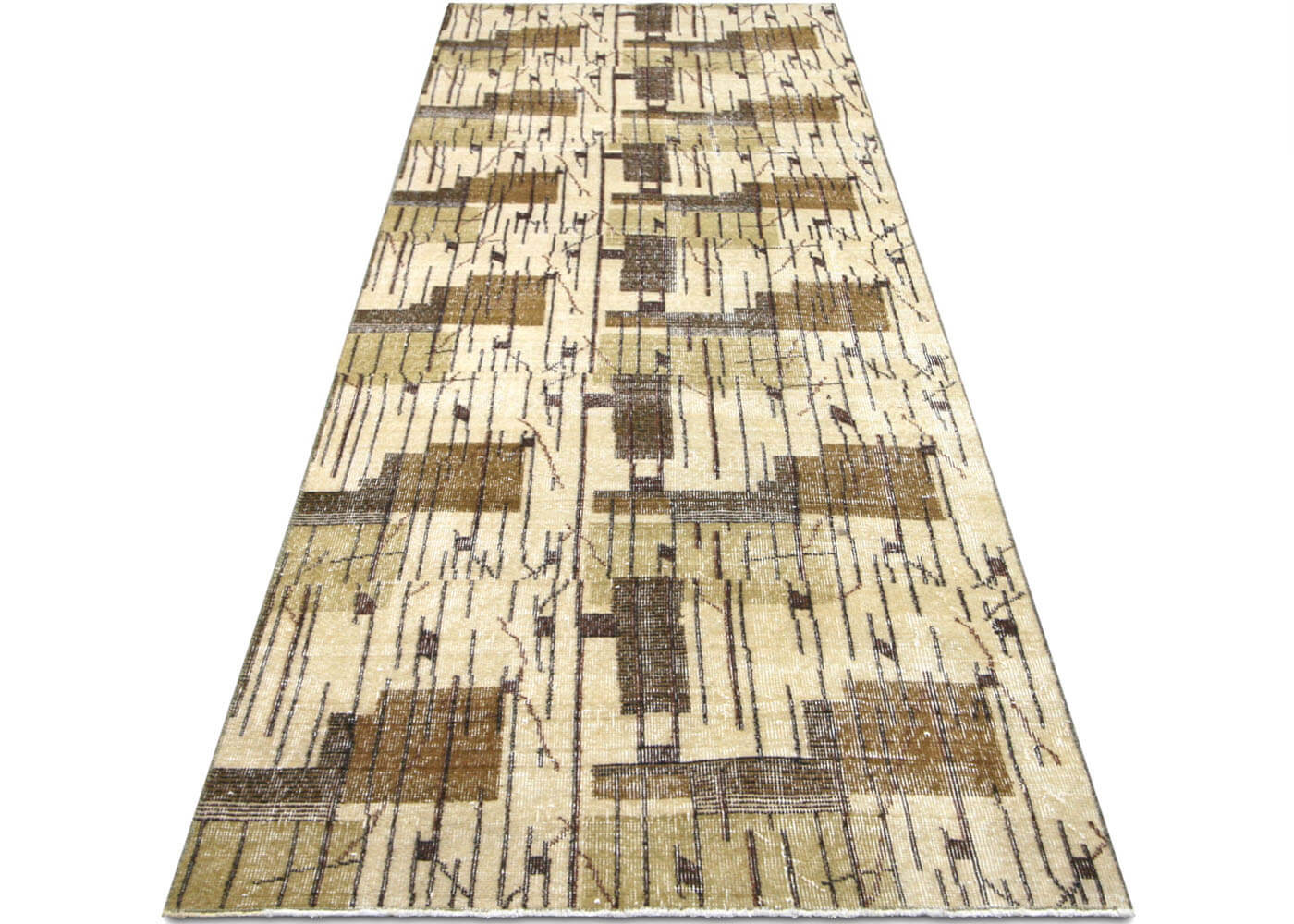 Vintage Turkish Mid-Century-Modern Runner - 3'6" x 9'6" - 140863