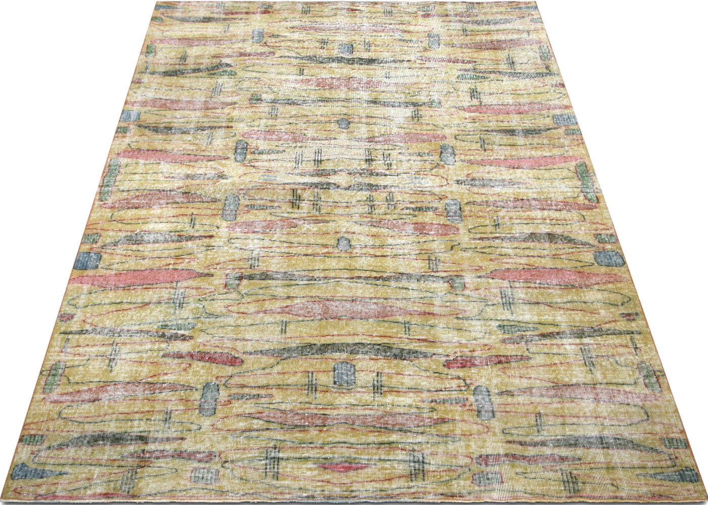 Vintage Turkish Mid-Century-Modern Rug - 6'10" x 9'2" - 145373