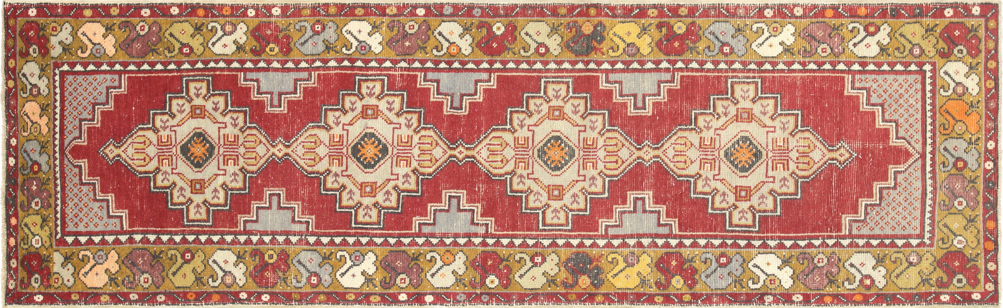 Vintage Turkish Oushak Runner - 2'11" x 9'7" - 150914