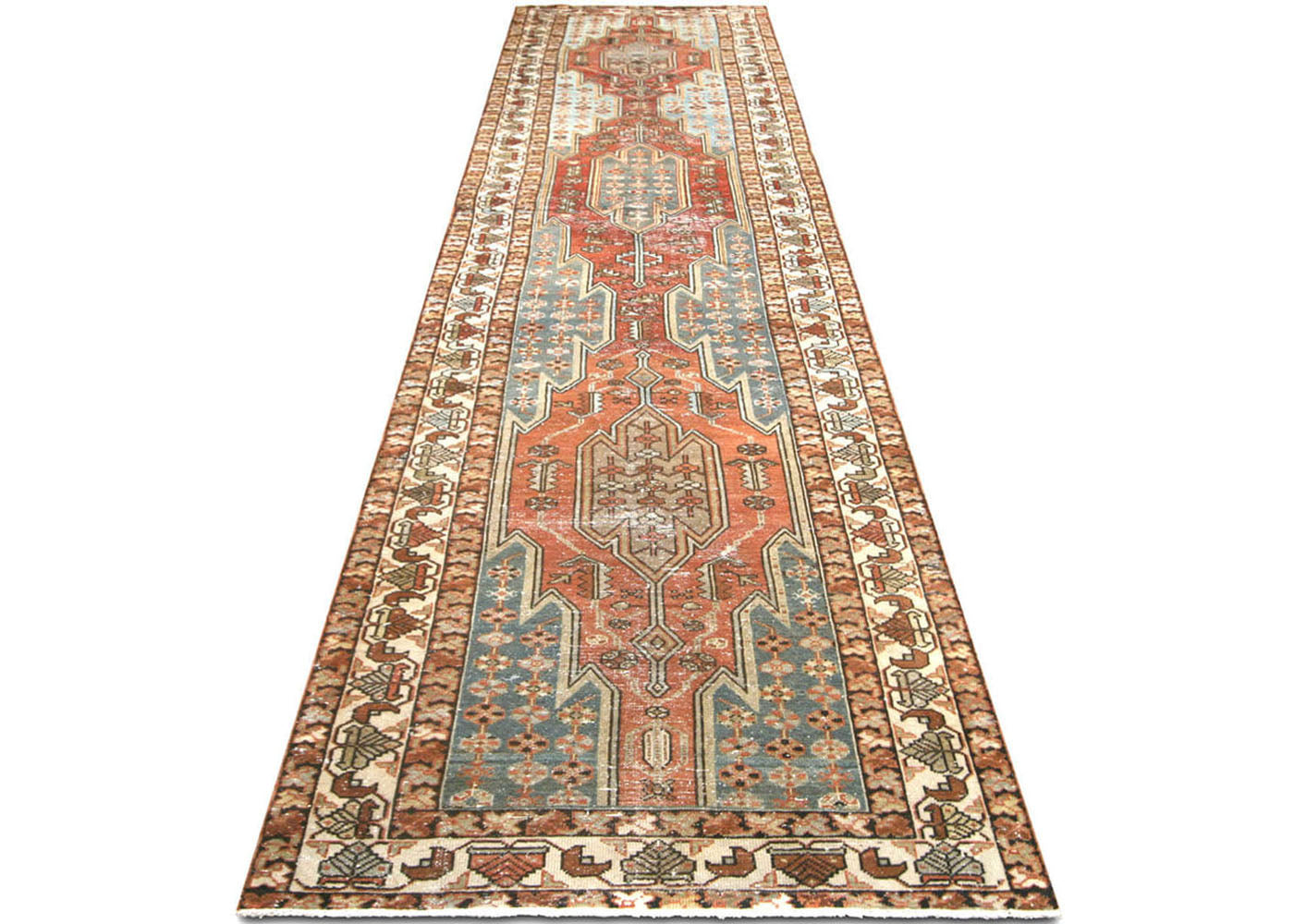 Semi Antique Persian Melayer Runner - 3'2" x 13'7" - 160251