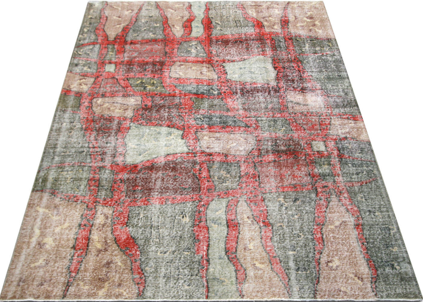 Vintage Turkish Mid-Century-Modern Rug - 6'7