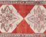 Vintage Turkish Oushak Rug in Red tones and an Geometrical,Medallion pattern. Measuring 3 feet 5 inches x 10 feet 8 inches – SKU 180061