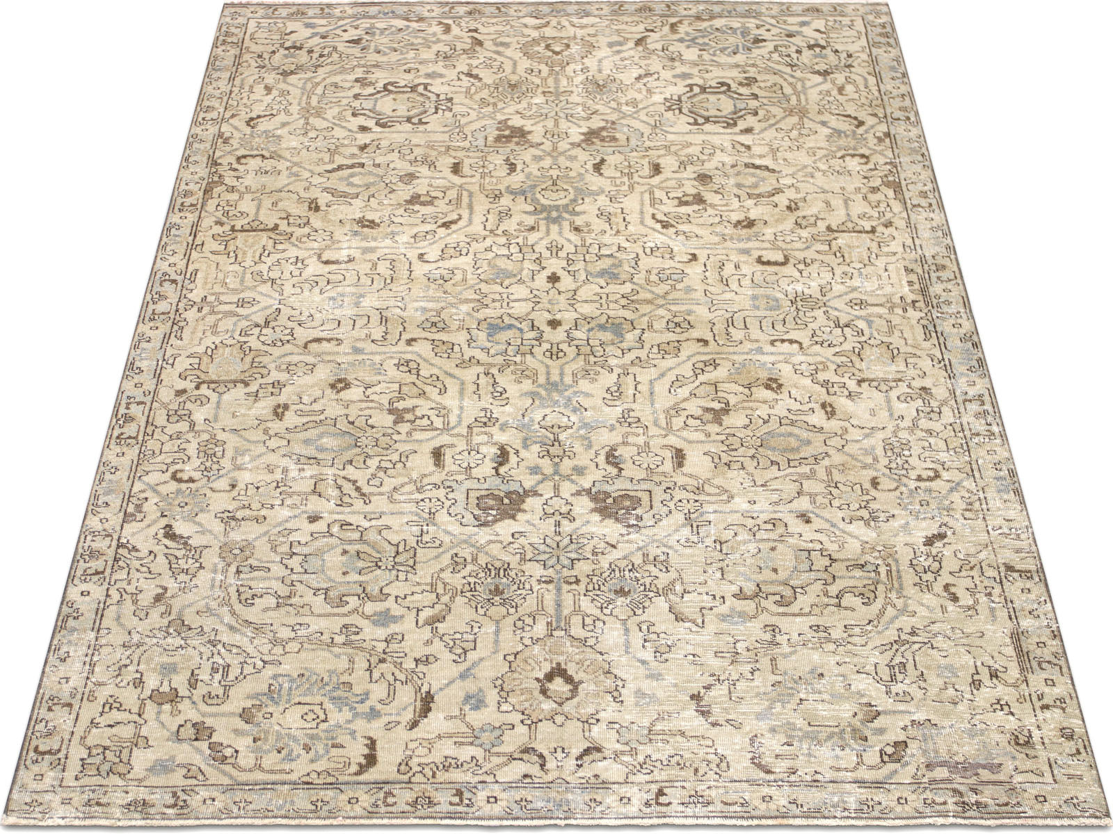 Semi Antique Persian Tabriz Rug - 4'10" x 5'