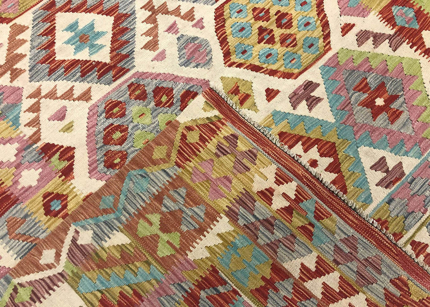 Vintage Afghan Maimana Kilim - 6'6" x 9'7" - 180207