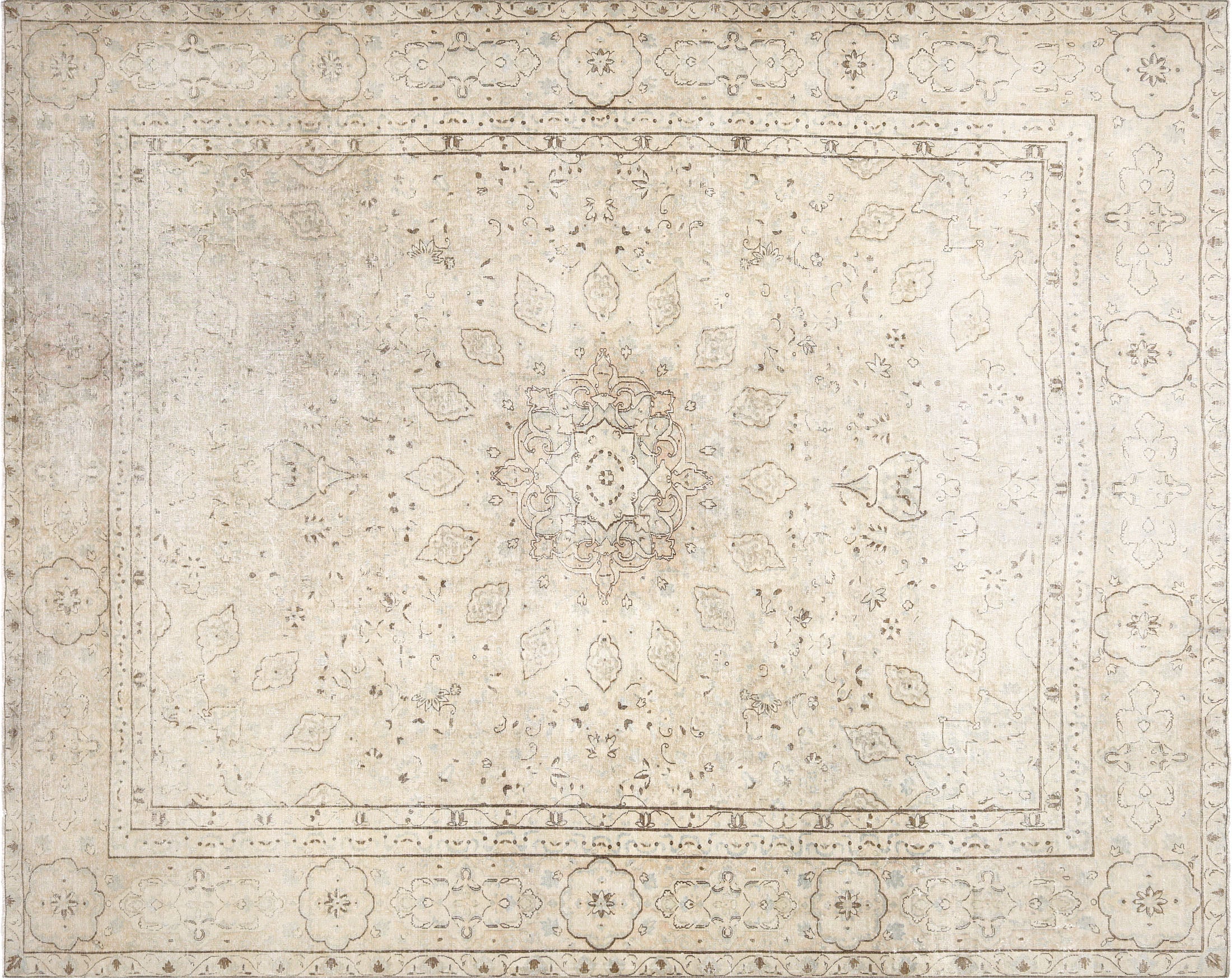 Semi Antique Persian Tabriz Rug - 9'7" x 12'0"