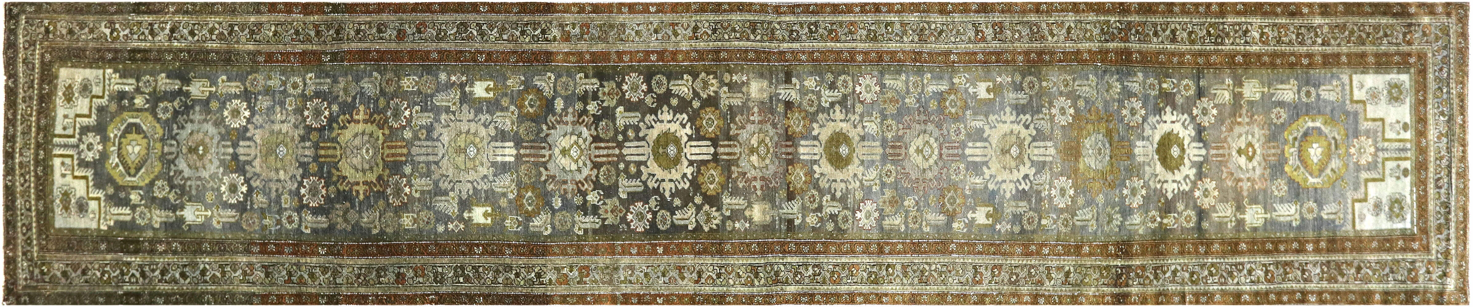 Semi Antique Persian Melayer Runner - 3'6" x 16'4" - 180345 - P