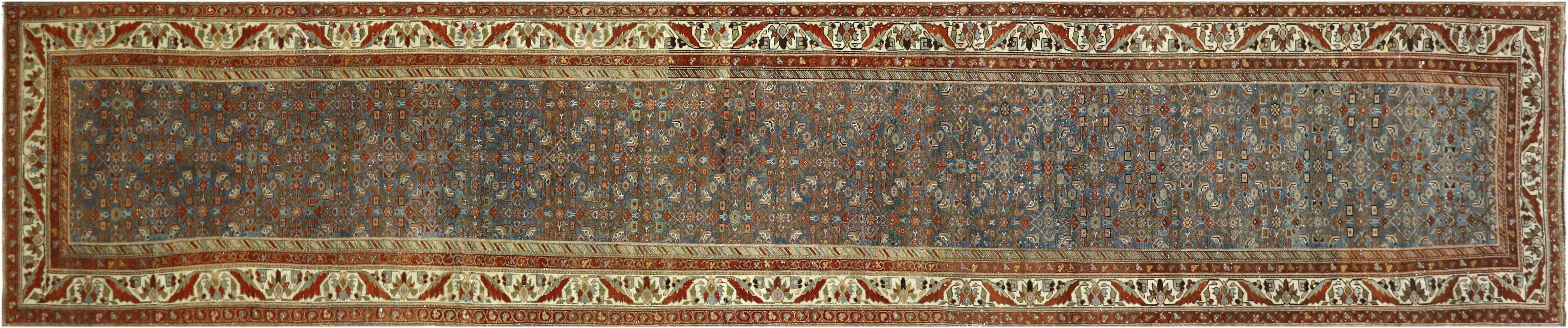 Semi Antique Persian Melayer Runner - 3'7" x 15'10" - 180376