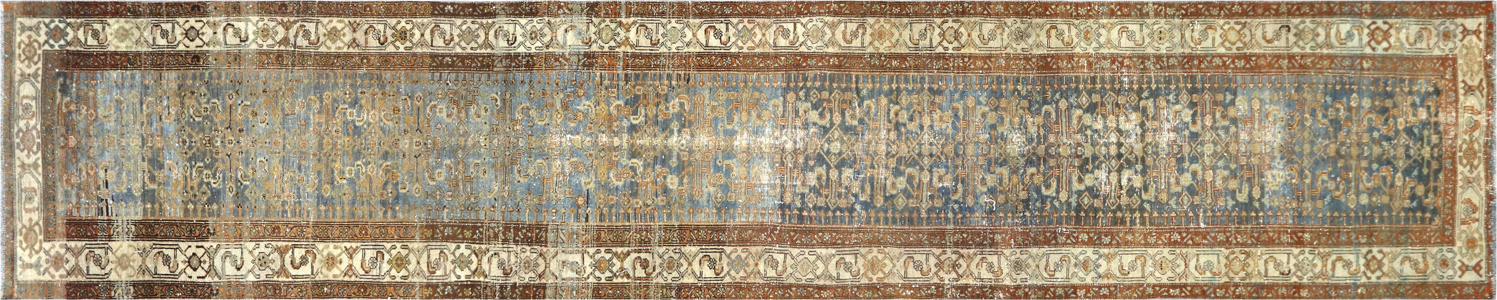 Semi Antique Persian Melayer Runner - 3'8" x 17'5" - 180398