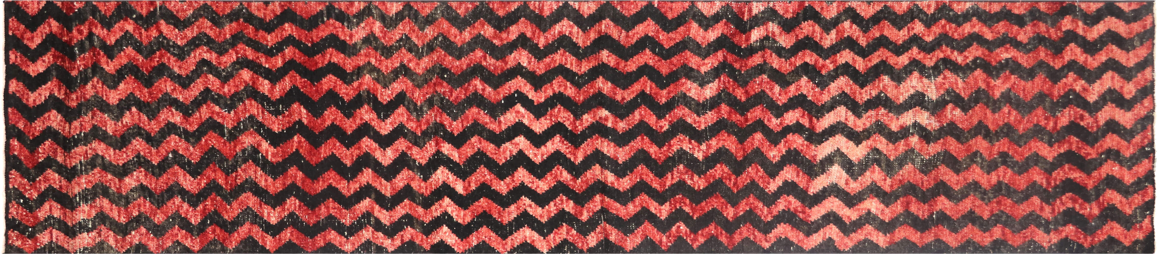Vintage Turkish Mid-Century-Modern Runner - 2'4" x 10'7" - 190006