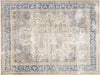 Semi Antique Persian Kerman Rug in Blue,Ivory tones and an Medallion,All Over pattern. Measuring 8 feet 7 inches x 11 feet 3 inches – SKU 190180