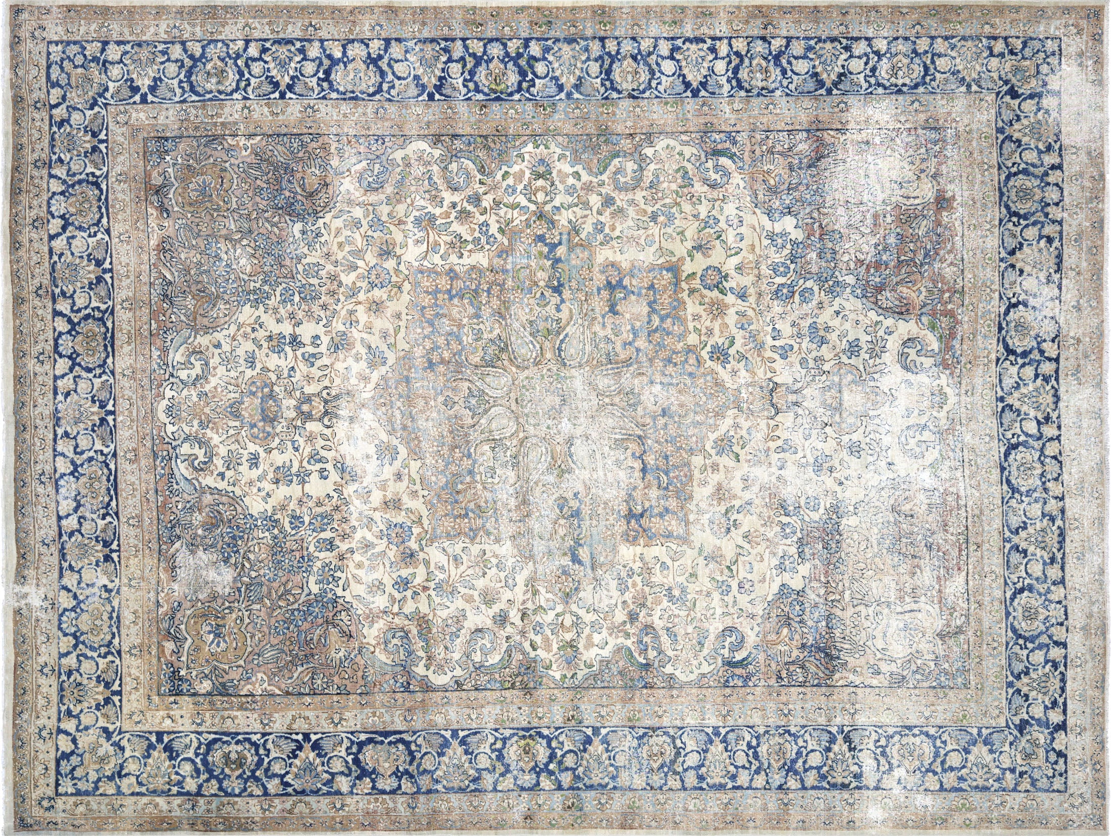 Semi Antique Persian Kerman Carpet - 8'7" x 11'3"