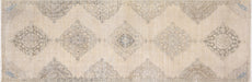 Vintage Turkish Oushak Rug in Brown,Ivory tones and an Medallion,All Over pattern. Measuring 4 feet 0 inches x 12 feet 1 inches – SKU 190217