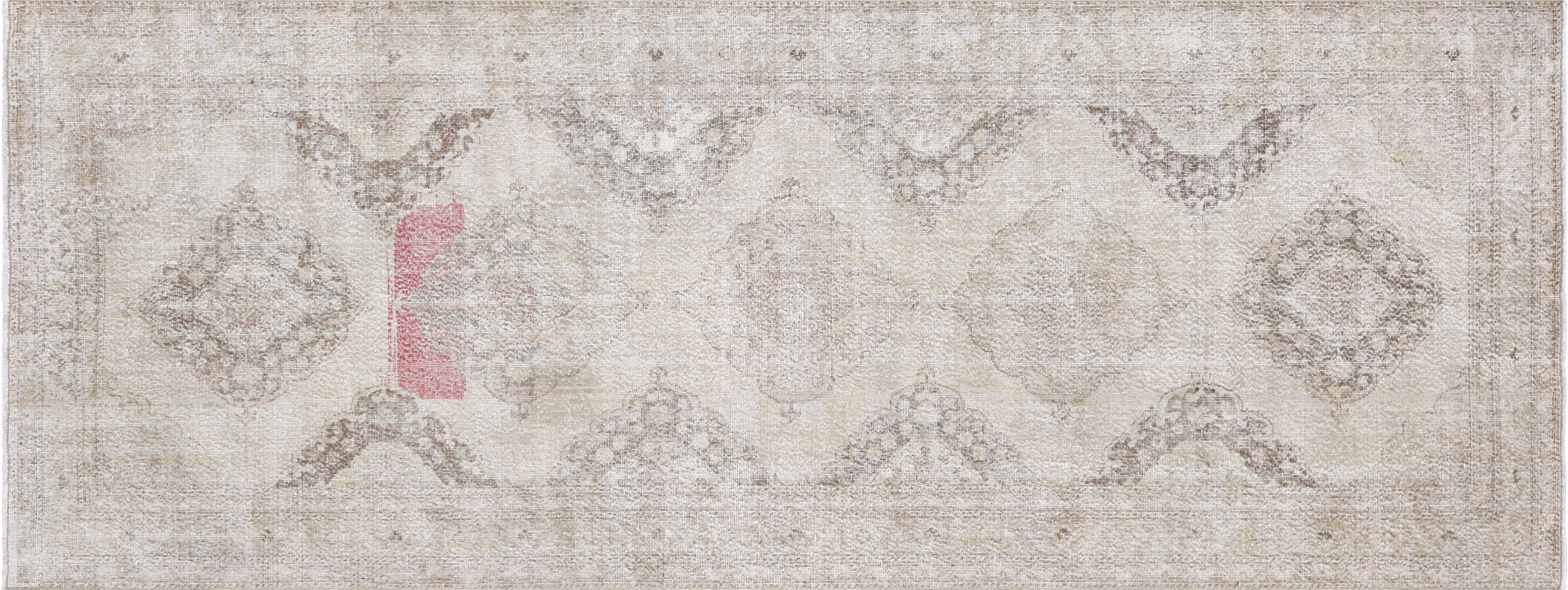Vintage Turkish Oushak Rug in Brown,Ivory tones and an Medallion,All Over pattern. Measuring 4 feet 9 inches x 12 feet 4 inches – SKU 190229