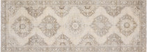 Vintage Turkish Oushak Rug in Brown,Ivory tones and an Medallion,All Over pattern. Measuring 4 feet 8 inches x 12 feet 8 inches – SKU 190248