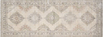 Vintage Turkish Oushak Rug in Grey,Ivory tones and an Medallion,All Over pattern. Measuring 4 feet 8 inches x 12 feet 6 inches – SKU 190256