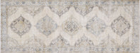 Vintage Turkish Oushak Rug in Brown,Ivory tones and an Medallion,All Over pattern. Measuring 4 feet 9 inches x 12 feet 7 inches – SKU 190292