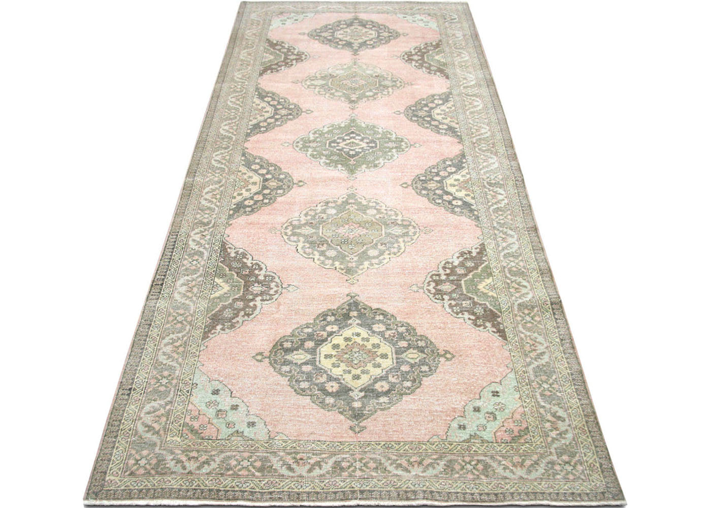 Vintage Turkish Oushak Rug - 4'8" x 13' - 190305