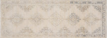 Vintage Turkish Oushak Rug in Brown,Ivory tones and an Medallion,All Over pattern. Measuring 4 feet 7 inches x 12 feet 9 inches – SKU 190312
