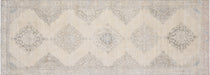 Vintage Turkish Oushak Rug in Brown,Ivory tones and an Medallion,All Over pattern. Measuring 4 feet 8 inches x 12 feet 11 inches – SKU 190326