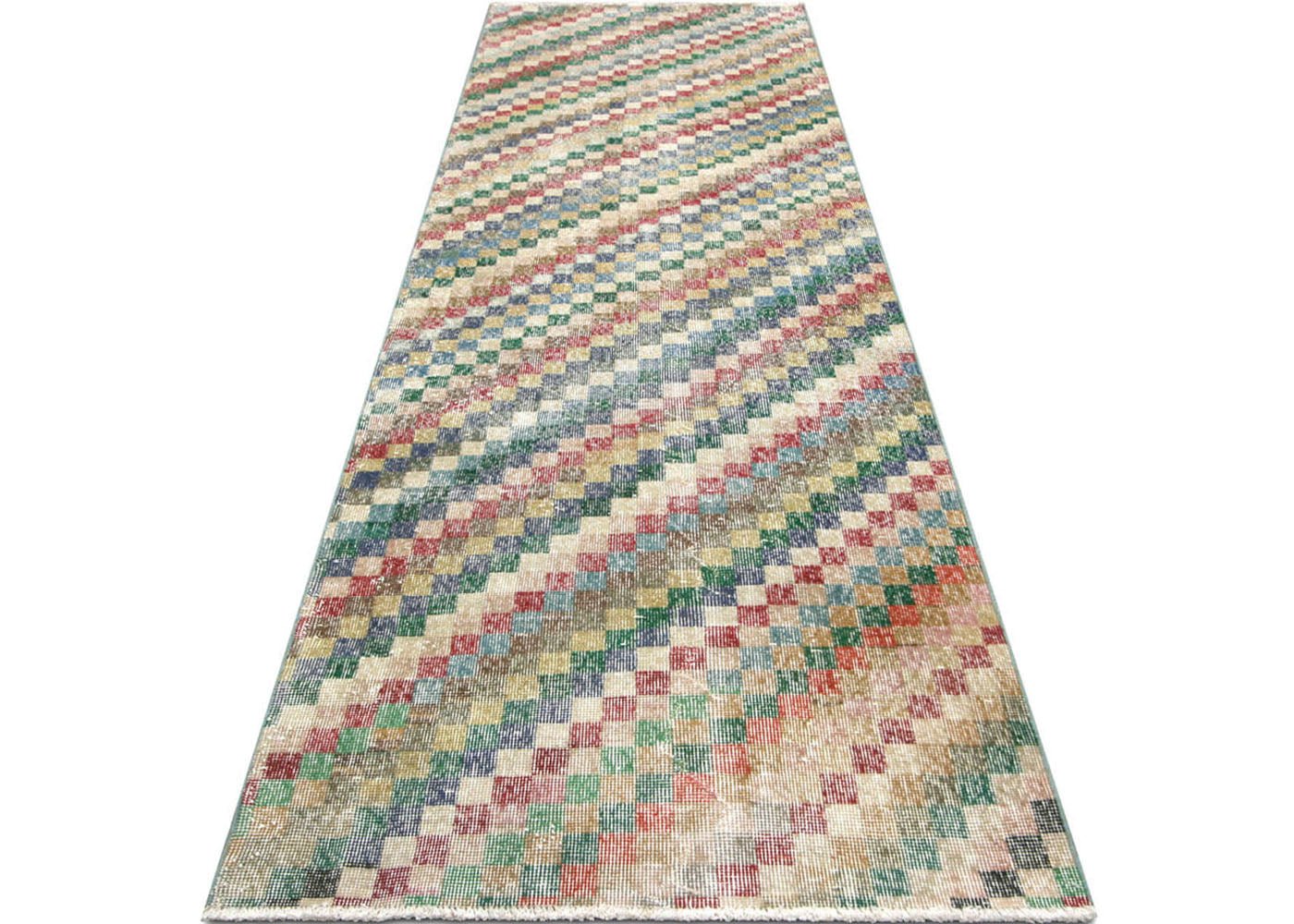 Vintage Turkish Mid-Century-Modern Runner - 3'2" x 10' - 190571