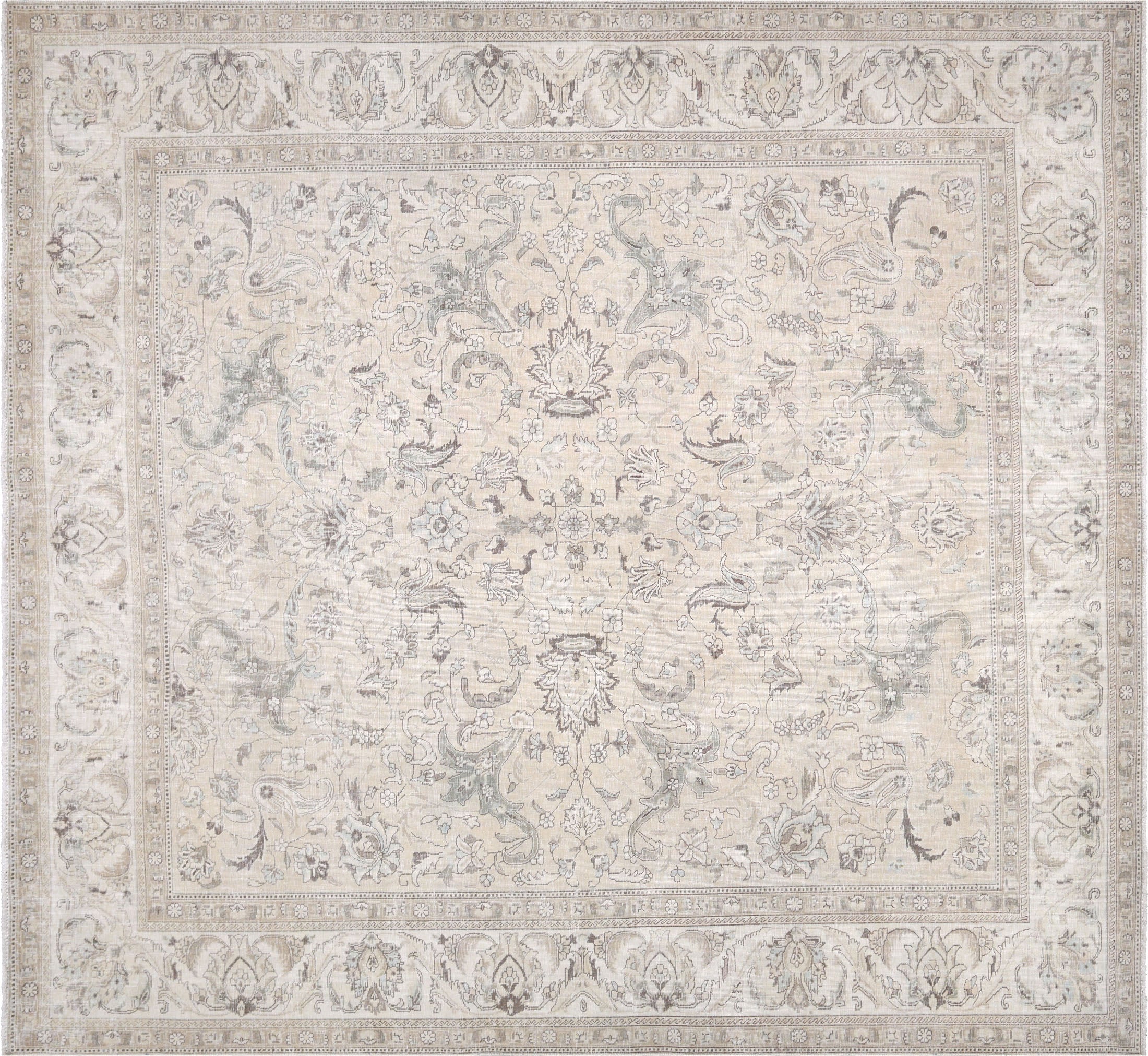 Semi Antique Persian Tabriz Rug - 9'9" x 10'6" - 201085