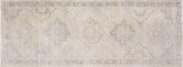 Vintage Turkish Oushak Rug in Ivory tones and an Medallion,All Over pattern. Measuring 4 feet 9 inches x 12 feet 10 inches – SKU 210100