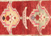 Vintage Turkish Oushak Rug in Red,Multi tones and an Geometrical,Medallion pattern. Measuring 3 feet 0 inches x 7 feet 6 inches – SKU 210153