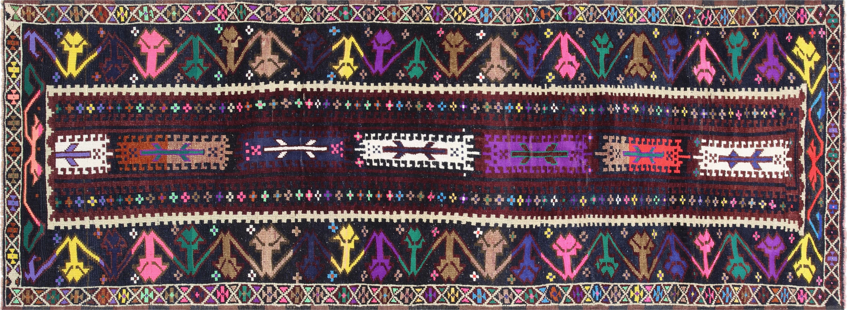 Vintage Turkish Oushak Runner - 3'10" x 10' - 210193