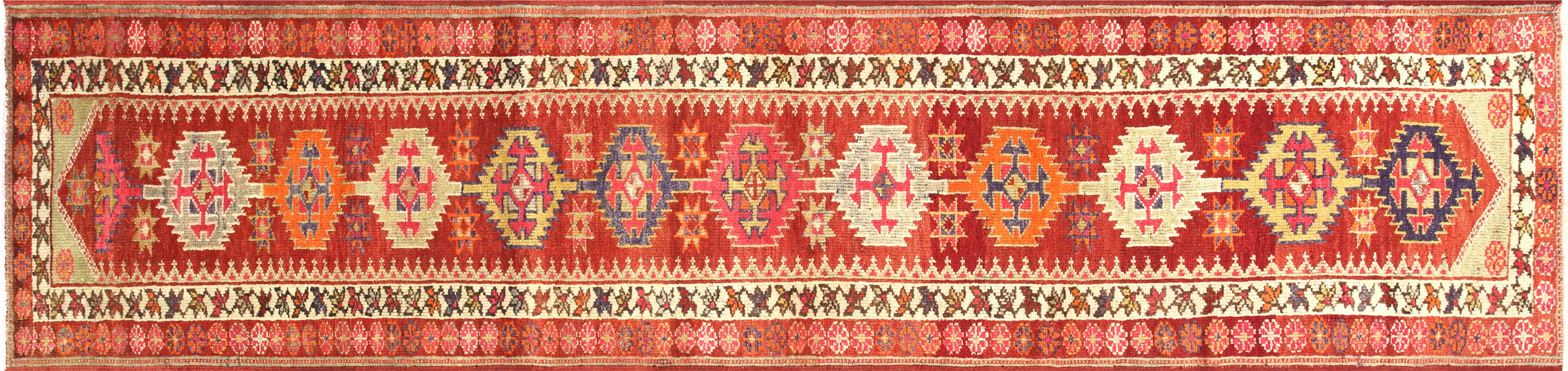 Vintage Turkish Oushak Runner - 2'10" x 12'2" - 210213