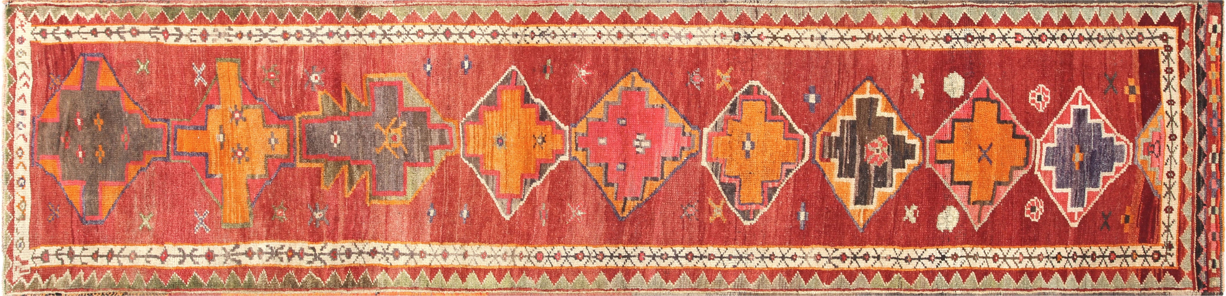 Vintage Turkish Oushak Runner - 2'10" x 11'11" - 210214