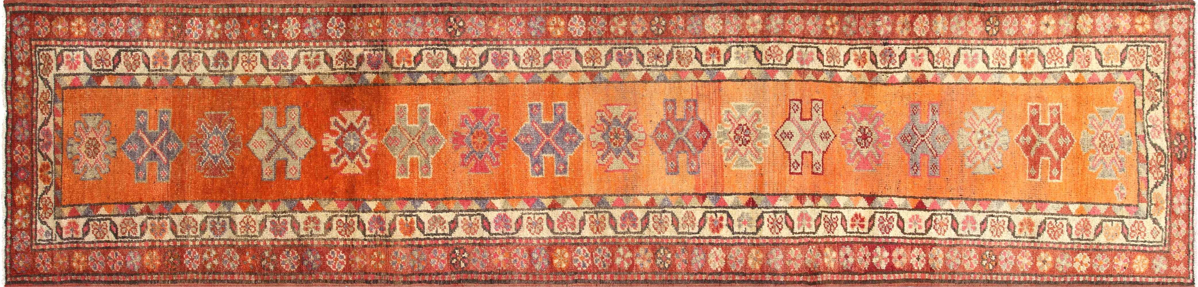 Vintage Turkish Oushak Runner - 3' x 12'9" - 210217